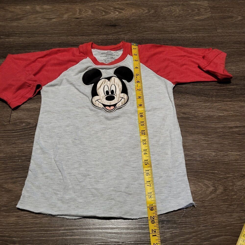Youth Baseball Tee Mickey Mouse Red and Grey Size Small - Picture 5 of 5